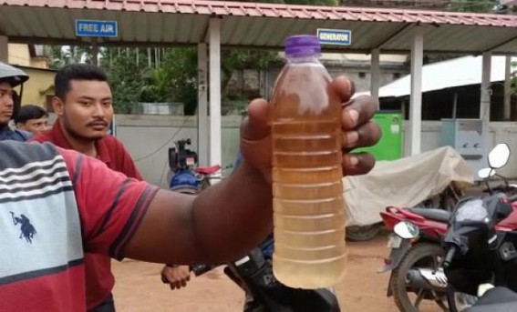 Water mixed Petrol allegedly distributed by a Petrol Pump in Khowai